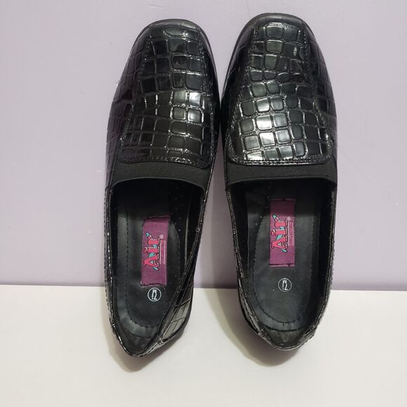 Air Flex Black Crocodile Print Women's Slip Dress Shoe Sz 7.5M - Picture 1 of 8